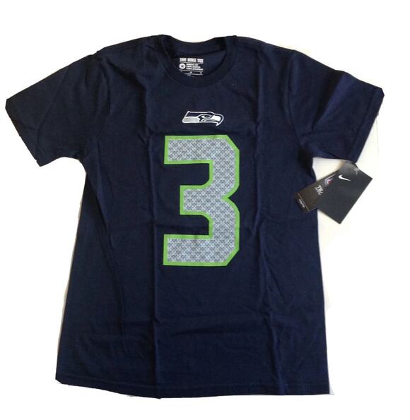 Nike Other - Nike Russell Wilson Seattle Seahawks Boys Navy Player Name & Number Tee YMD NEW